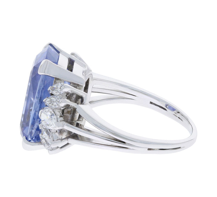 Sapphire Diamond Ring Natural GIA NO HEAT 14K White Gold 10.28CT