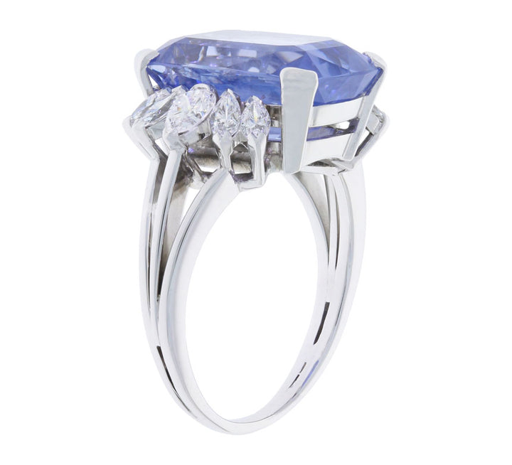 Sapphire Diamond Ring Natural GIA NO HEAT 14K White Gold 10.28CT
