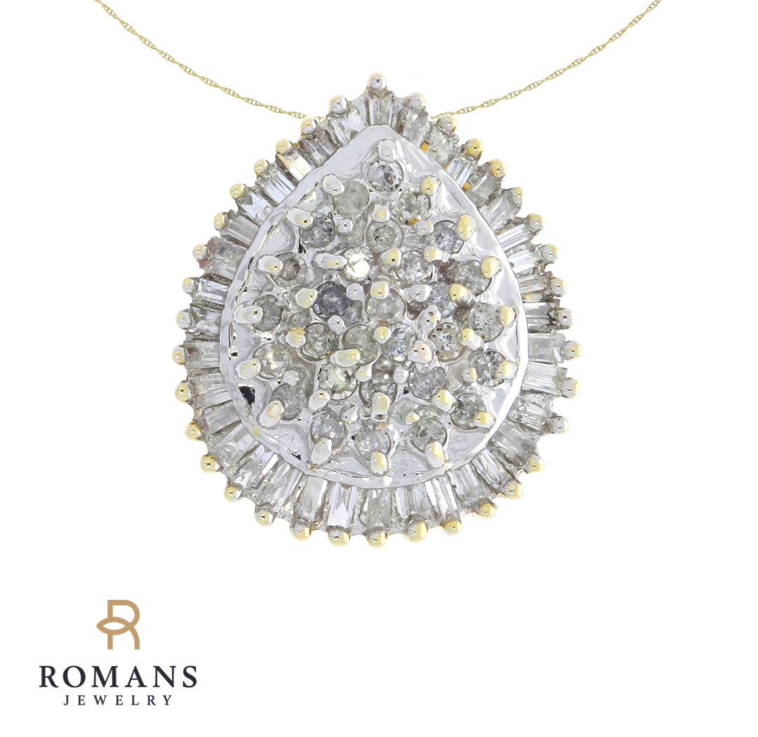 Pear Shape Diamond Pendant 10K Two Tone