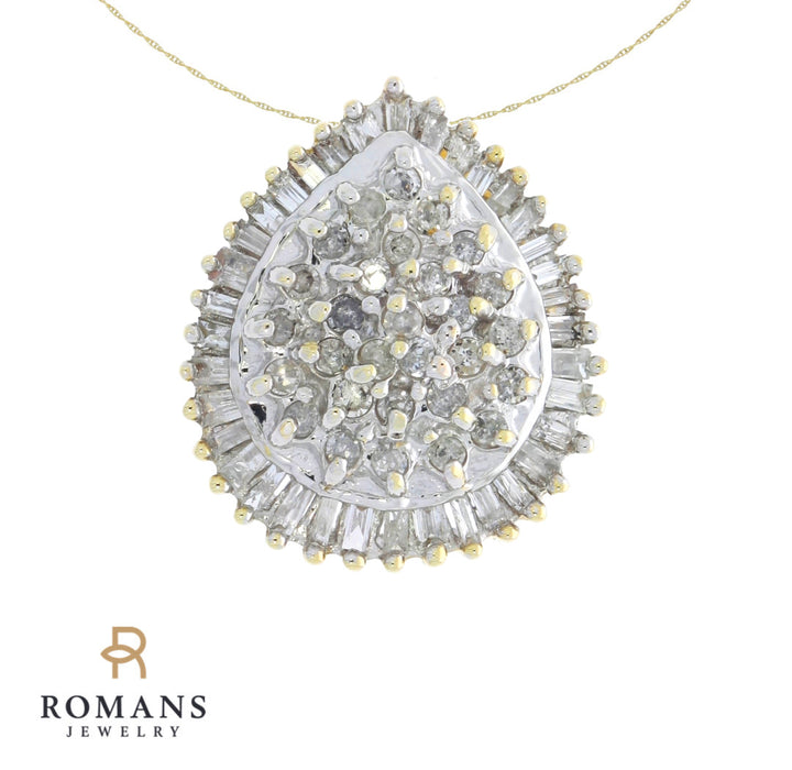 Pear Shape Diamond Pendant 10K Two Tone