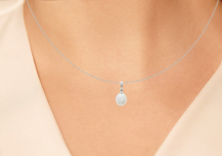 Pearl Diamond Pendant 10K White Gold