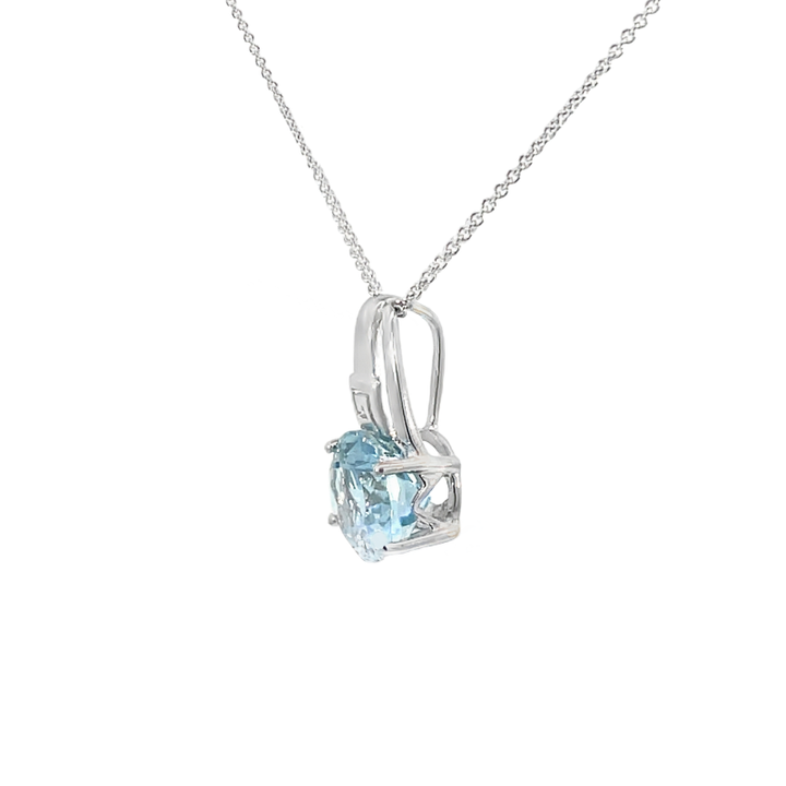 Aquamarine Greek Key Style Pendant 14K White Gold 2.42CT