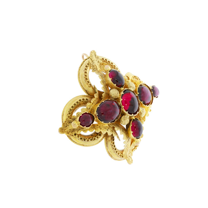 Garnet Victorian Era Pendant 14K Yellow Gold 8.95CTW