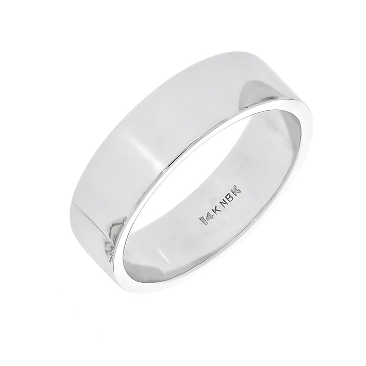 Flat Wedding Band 14K White Gold