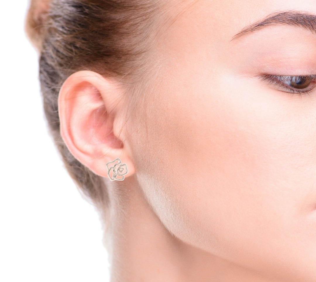 Rose Shaped Earrings 14K Rose Gold