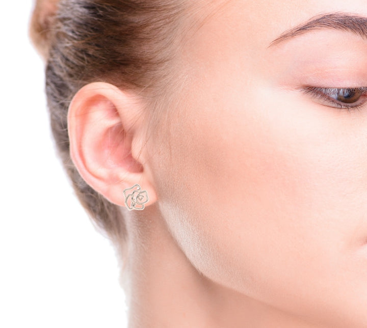 Rose Shaped Earrings 14K Rose Gold