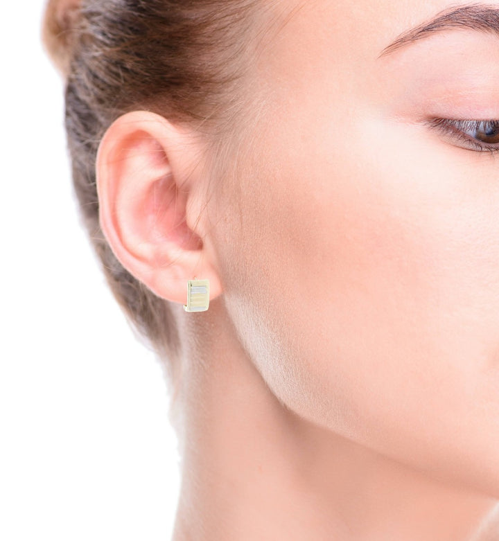 Ribbed Hoop Earrings 14K Two-Tone