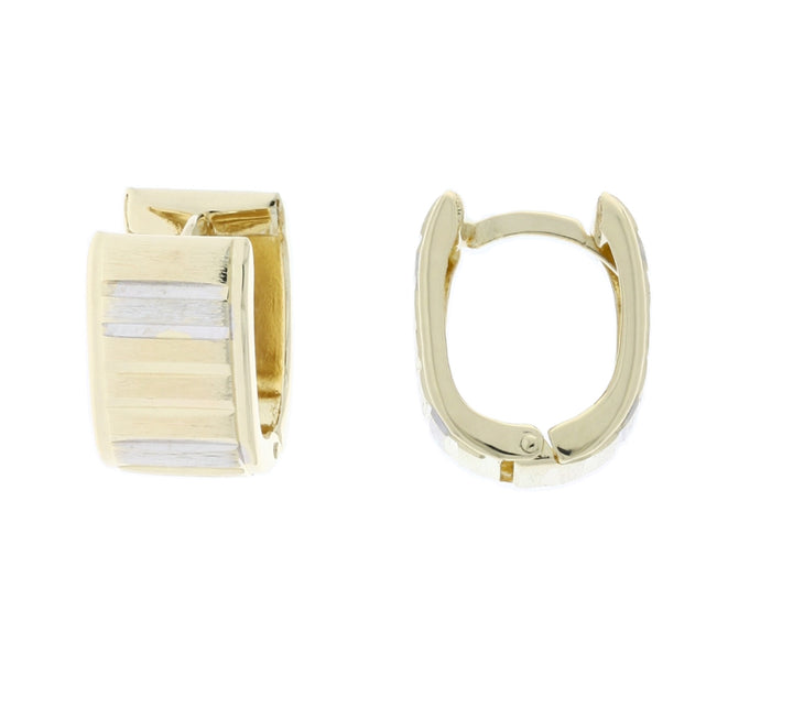 Ribbed Hoop Earrings 14K Two-Tone