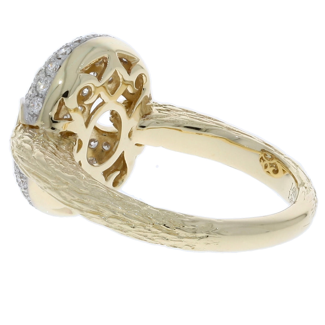 Pave Cluster Diamond Ring 14K Two Tone .85 CTW