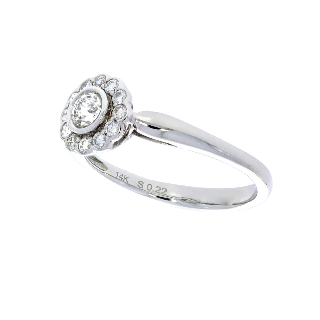 Diamond Flower Ring 14K White Gold .48CTW