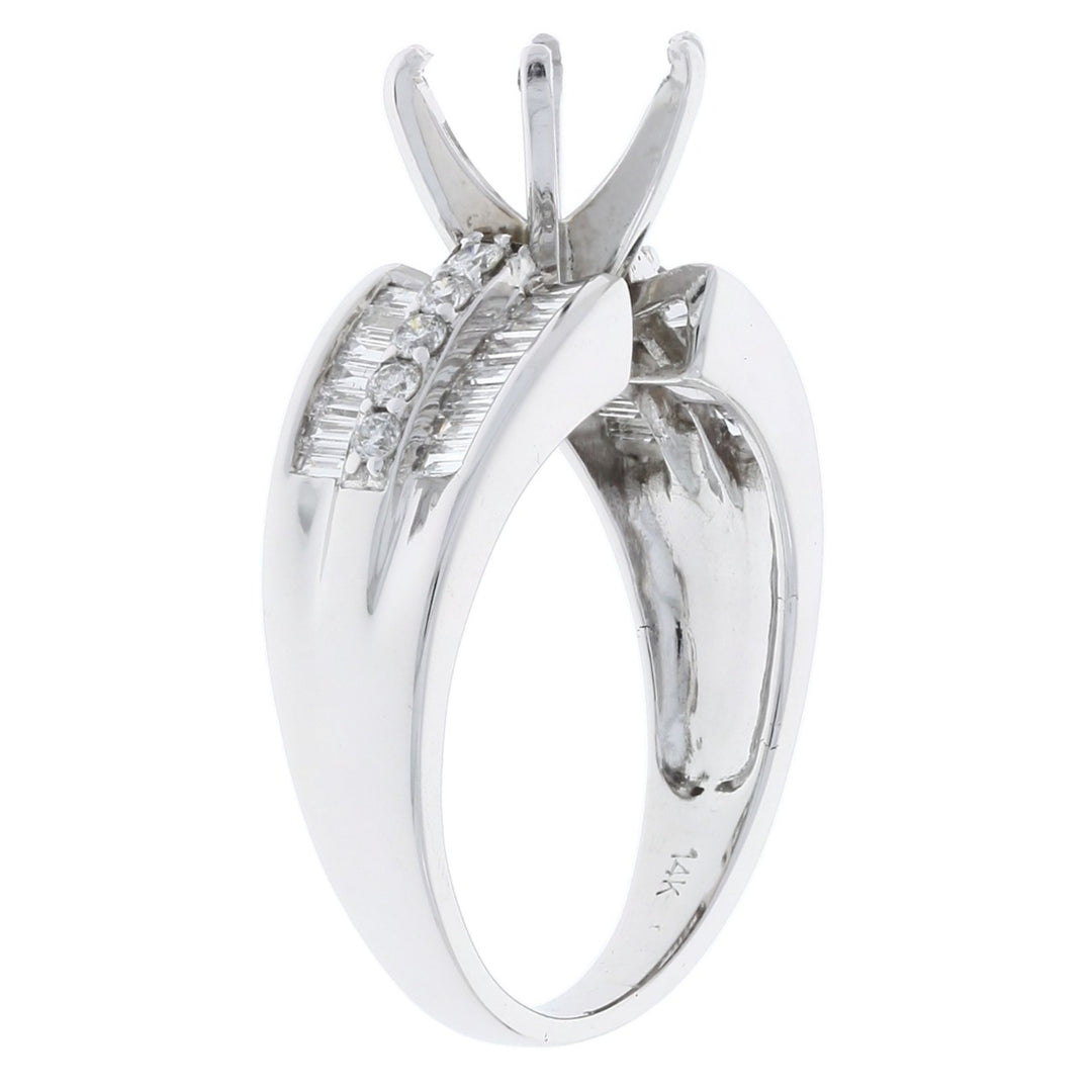 Round Diamond Baguette Setting 14K White Gold