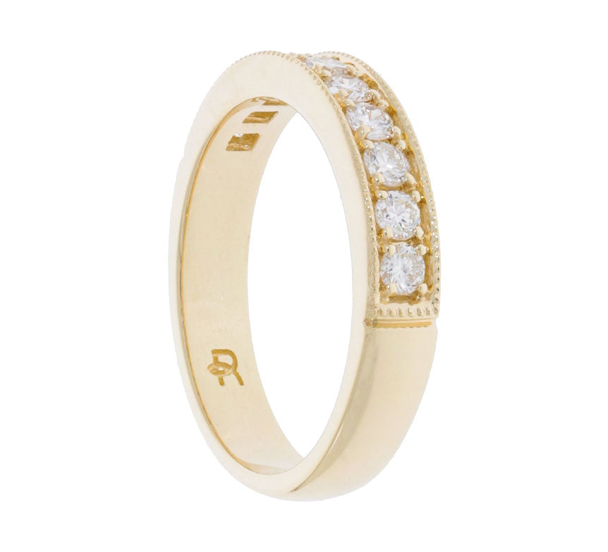 Milgrain Diamond Wedding Band 14K Yellow Gold .54 CTW