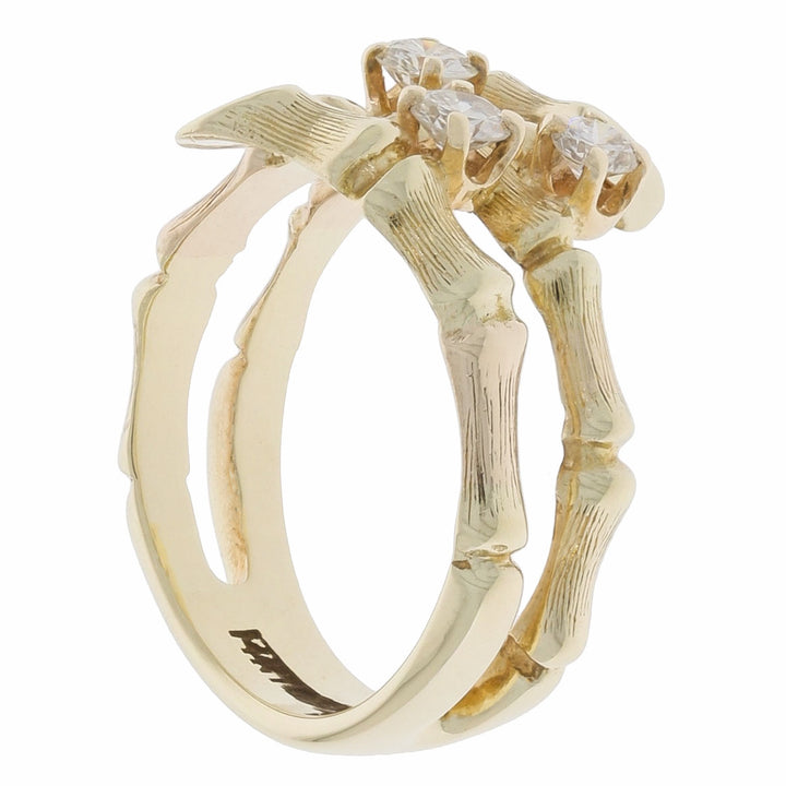 Diamond Bamboo Ring 14K Yellow Gold .27 CTW