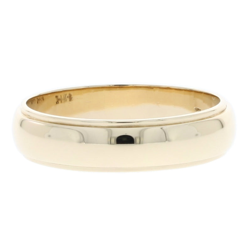Stepped Edge Half Round 5MM Band 14K Yellow Gold