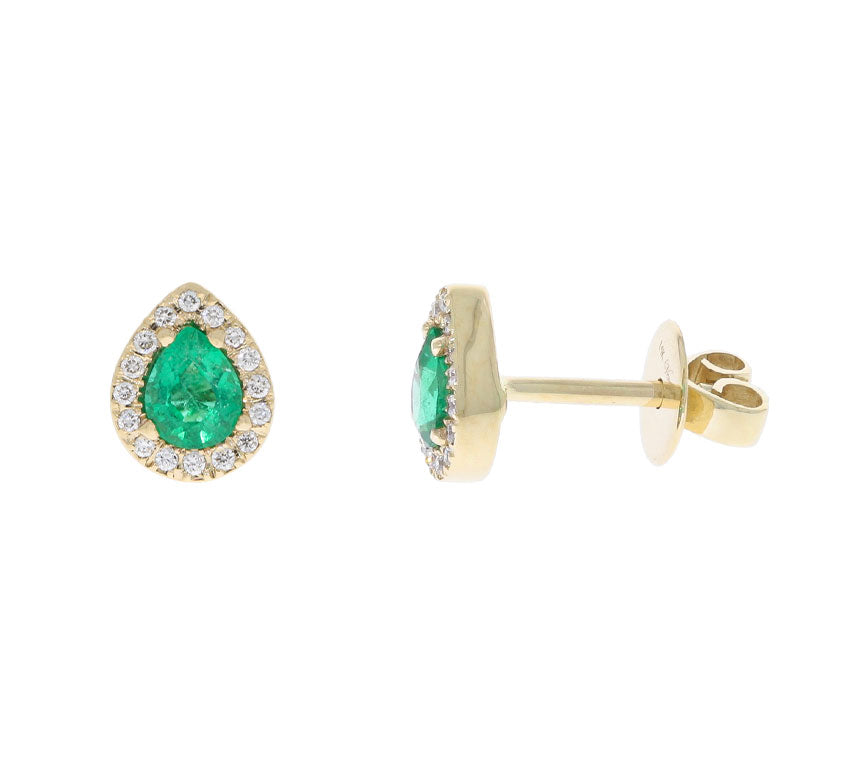 Emerald Halo Studs 14K Yellow Gold .62CTW