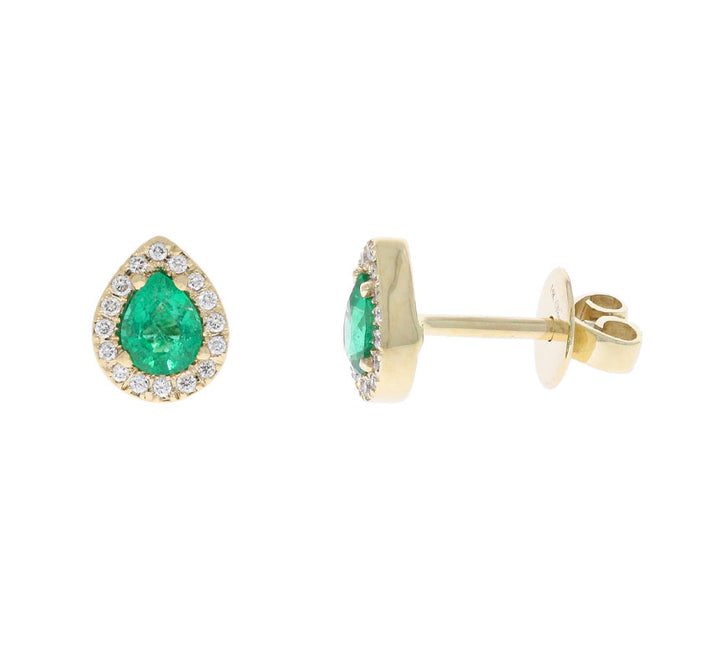 Emerald Halo Studs 14K Yellow Gold .62CTW