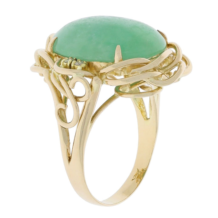 Jade Woven Ring 14K Yellow Gold