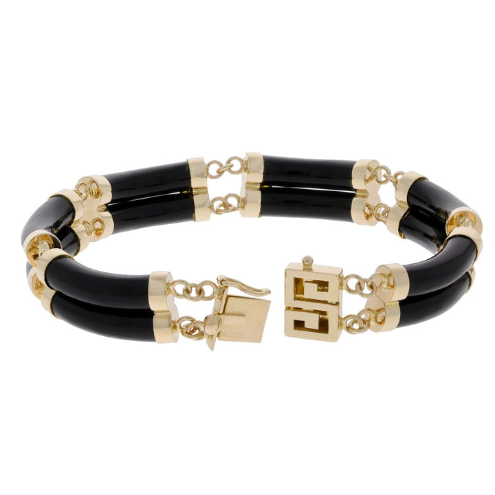 Onyx Greek Style Bracelet 14K Yellow Gold