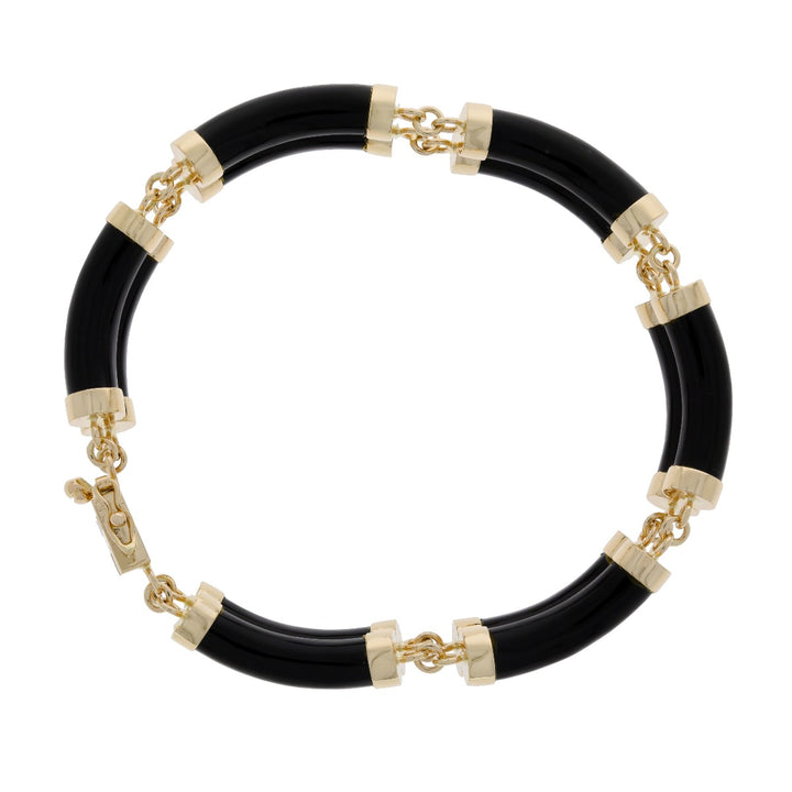 Onyx Greek Style Bracelet 14K Yellow Gold