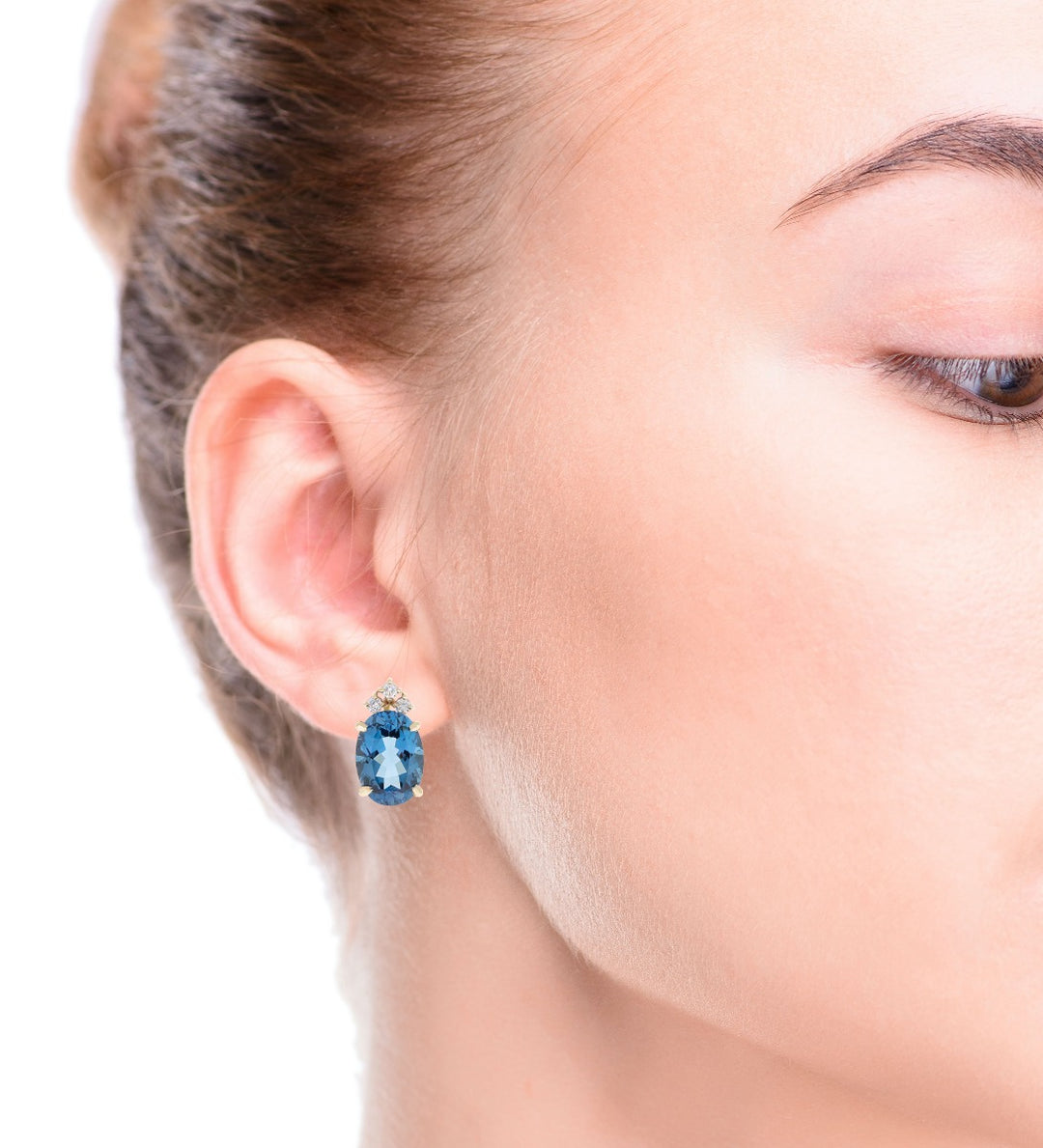 London Blue Topaz Diamond Earrings 14K Yellow Gold 14.68CTW