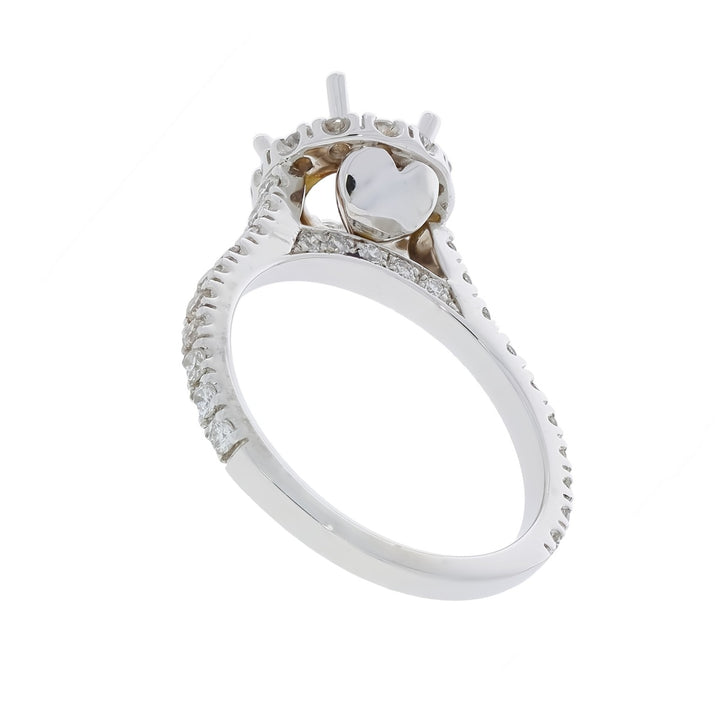 Diamond and Heart Ring Setting 14K White Gold .86 CTW