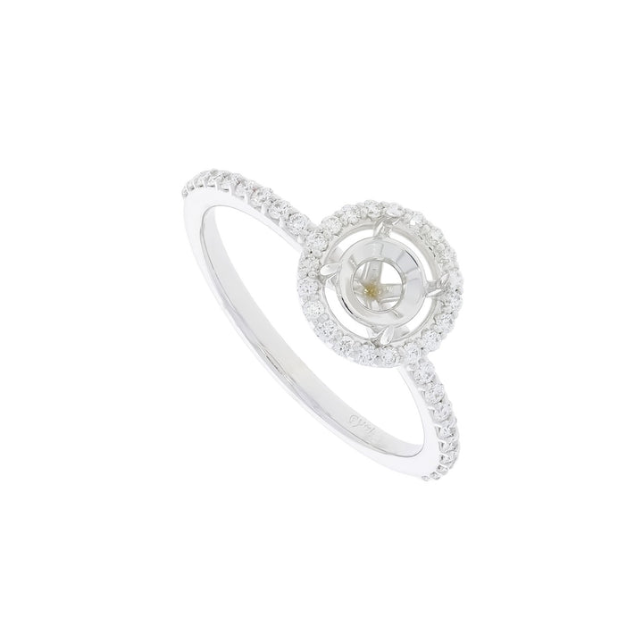 Diamond Halo Engagement Ring Semi-Set 14K White Gold