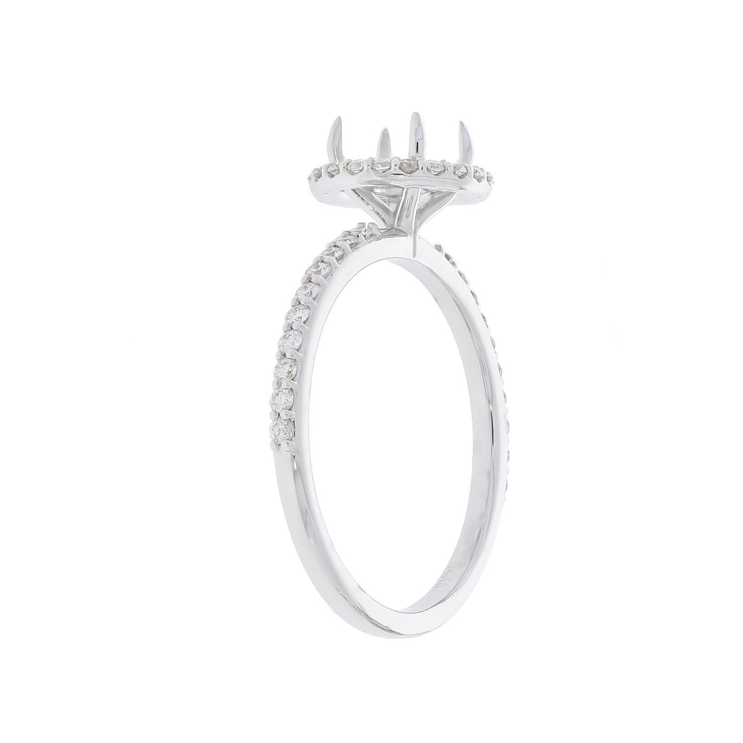Diamond Halo Engagement Ring Semi-Set 14K White Gold
