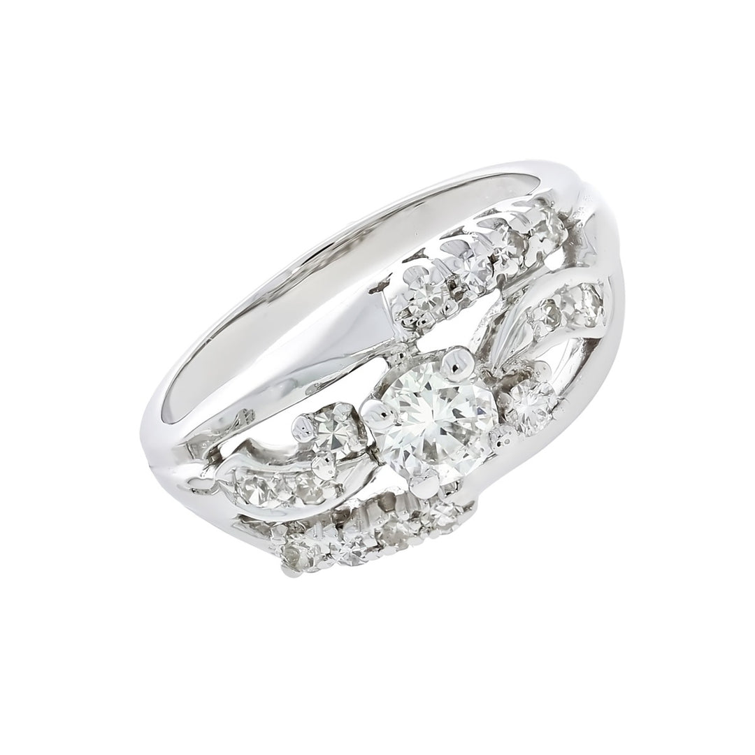 Diamond Cluster Ring 14K White Gold .36 CTW