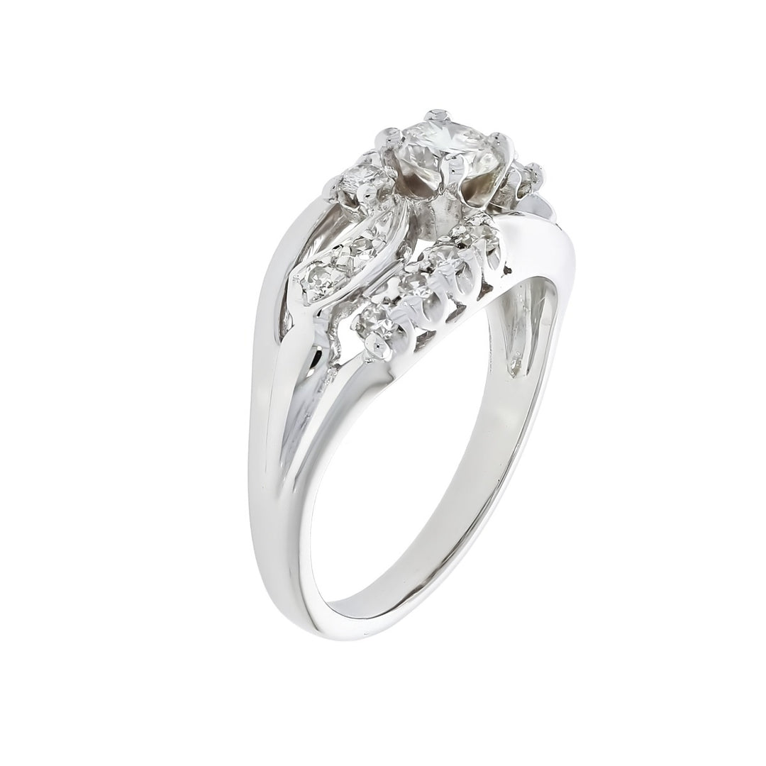Diamond Cluster Ring 14K White Gold .36 CTW