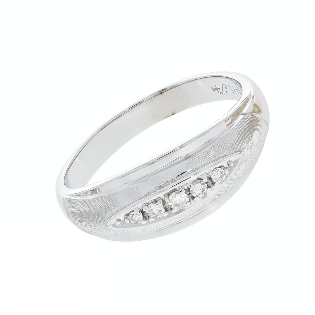 Vintage Diamond Wedding Band 14K White Gold .05 CTW
