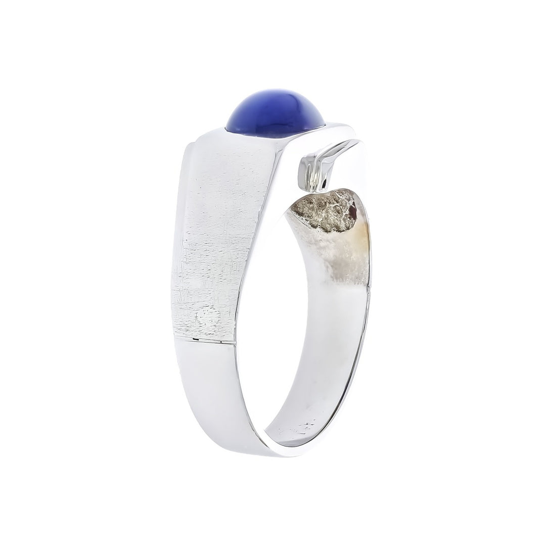 Synthetic Star Sapphire Ring 14K White Gold 2.25 CT
