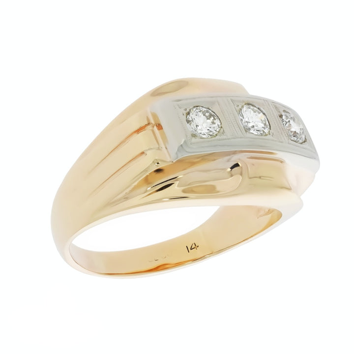Diamond Three Stone Men's Band 14K Two Tone .45 CTW