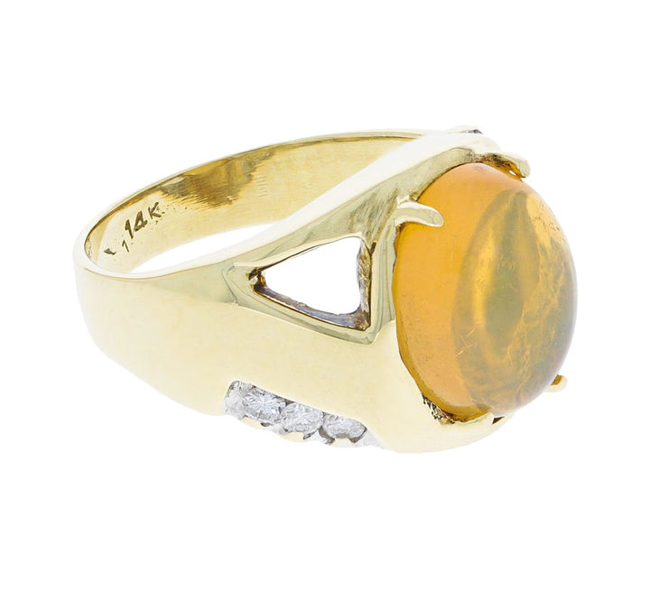 Ethiopian Opal Diamond Ring 14K Two Tone Gold 4.14 CT