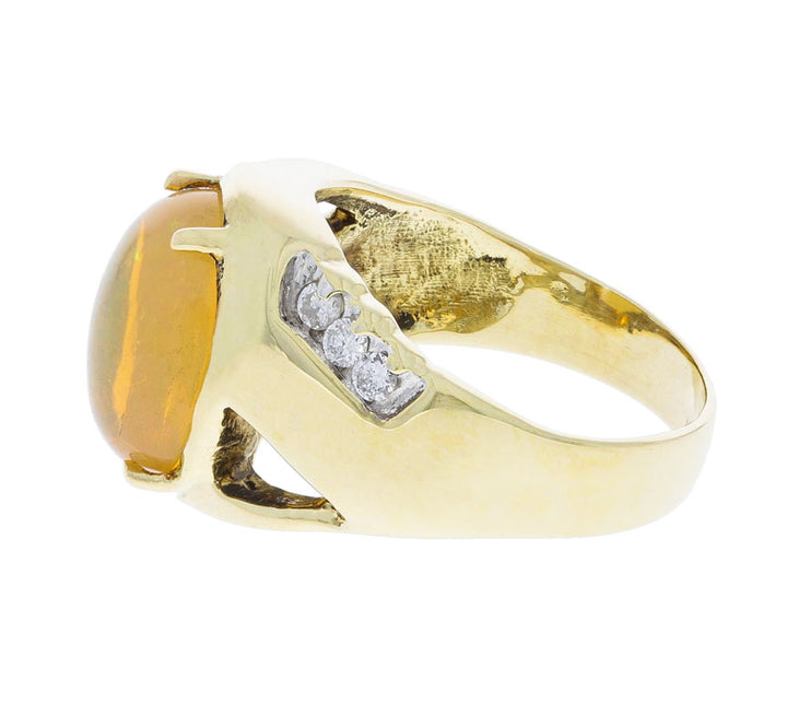 Ethiopian Opal Diamond Ring 14K Two Tone Gold 4.14 CT