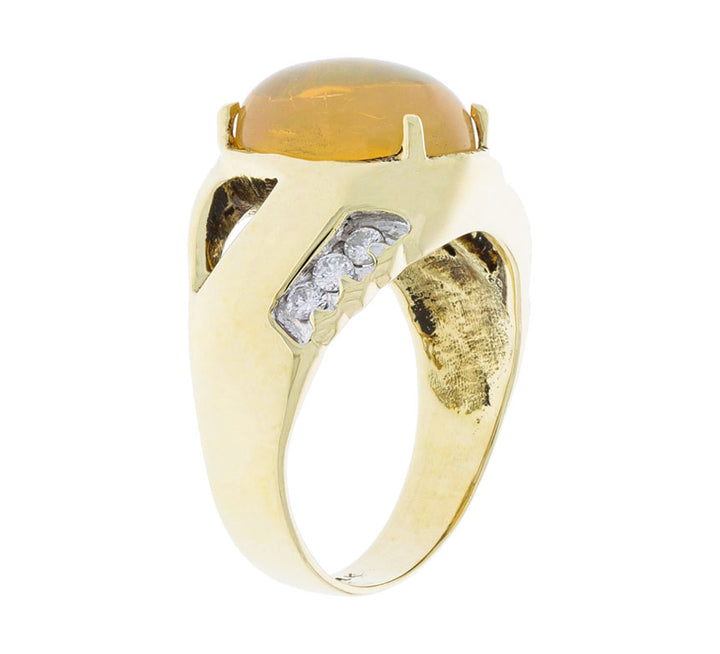 Ethiopian Opal Diamond Ring 14K Two Tone Gold 4.14 CT
