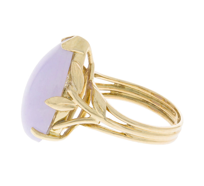 Lavender Jade Ring 14K Yellow Gold