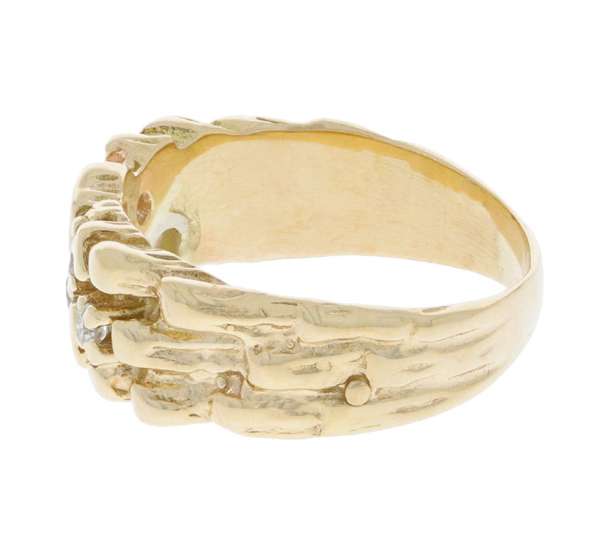 Nugget Style Diamond Ring 14K Yellow Gold