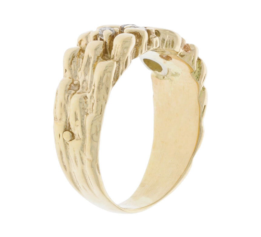 Nugget Style Diamond Ring 14K Yellow Gold