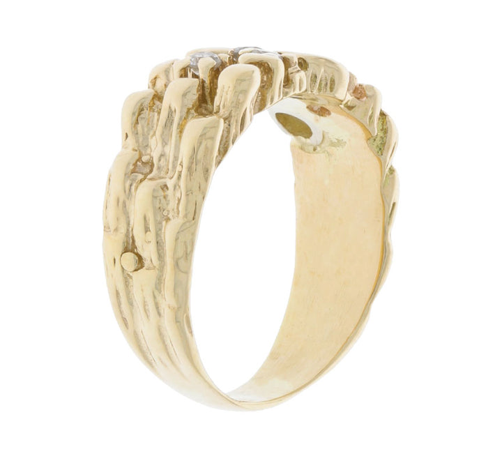 Nugget Style Diamond Ring 14K Yellow Gold