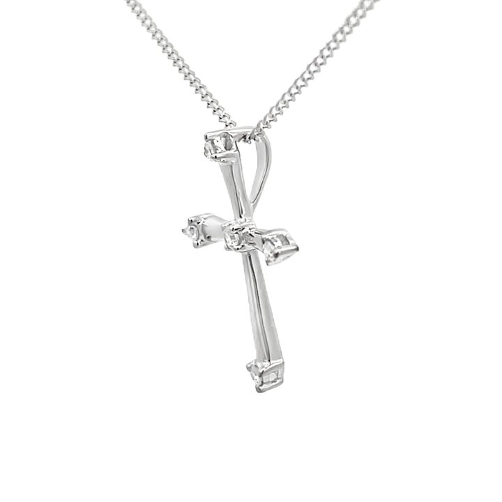 Diamond Accented Cross Pendant 18K White Gold .06 CTW