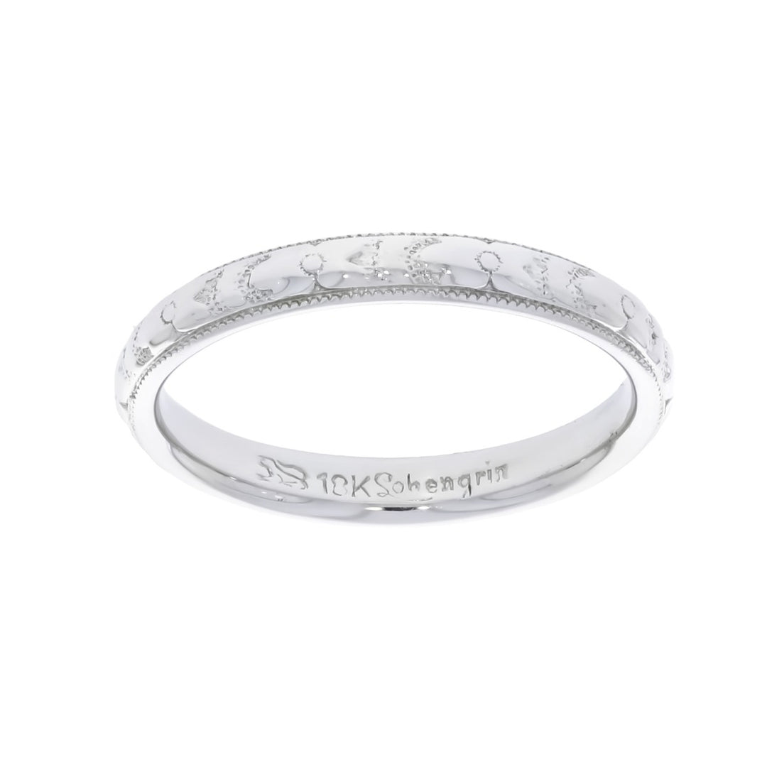 Engraved Vintage Band 18K White Gold