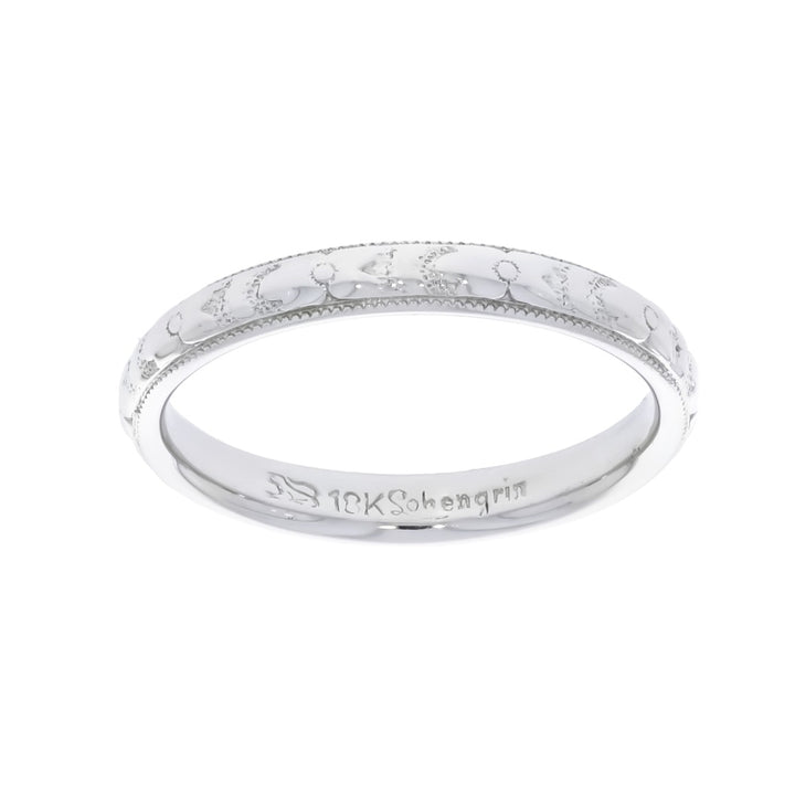Engraved Vintage Band 18K White Gold