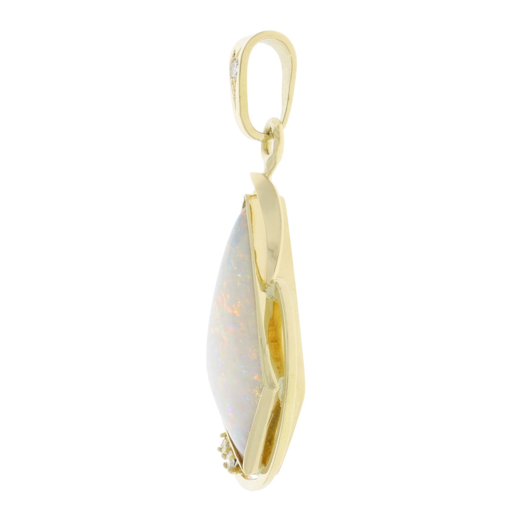 Modern Opal Diamond Pendant 18K Yellow Gold