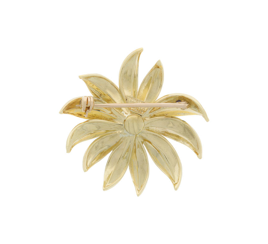 Tiffany & Co. Flower Turquoise Brooch 18K Yellow Gold