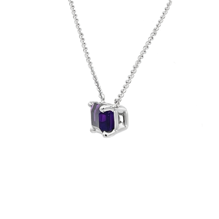 Amethyst Floating Pendant 14K White Gold .65CT