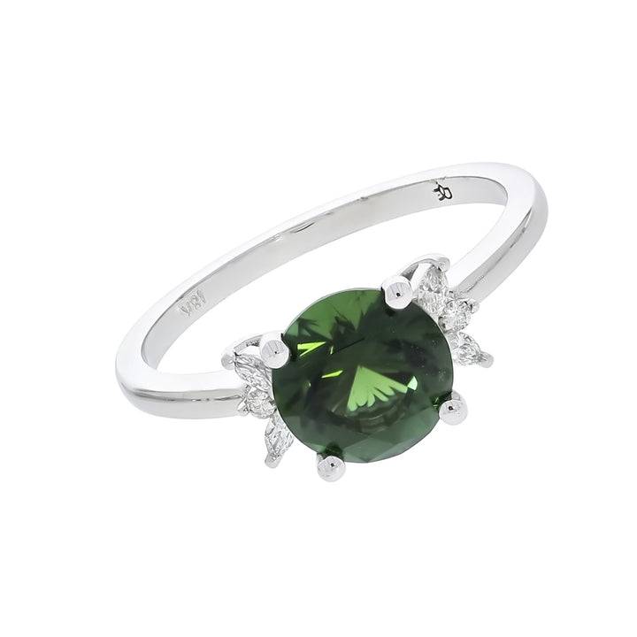 Tourmaline Diamond Ring 18K White Gold 1.66 CT