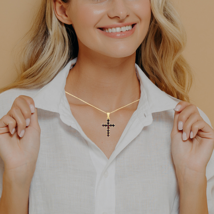 Garnet Cross Pendant 18K Yellow Gold 1.61 CTW