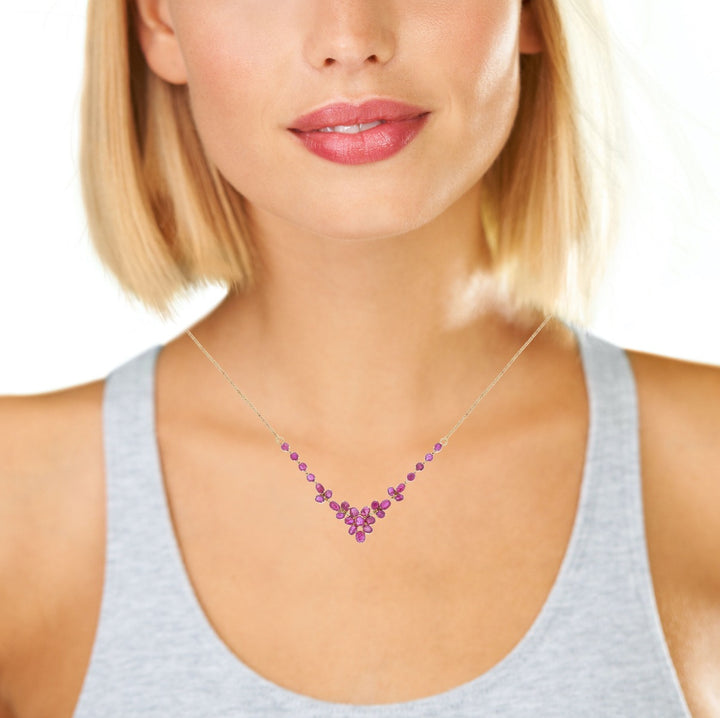 Ruby Nature Inspired Necklace 18K Yellow Gold 7CTW