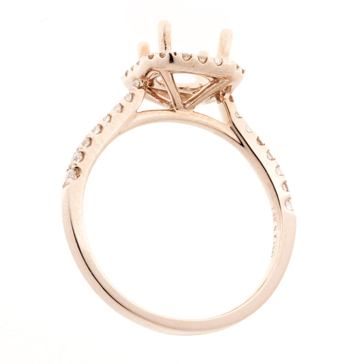 Diamond Halo Square Setting 14K Rose Gold
