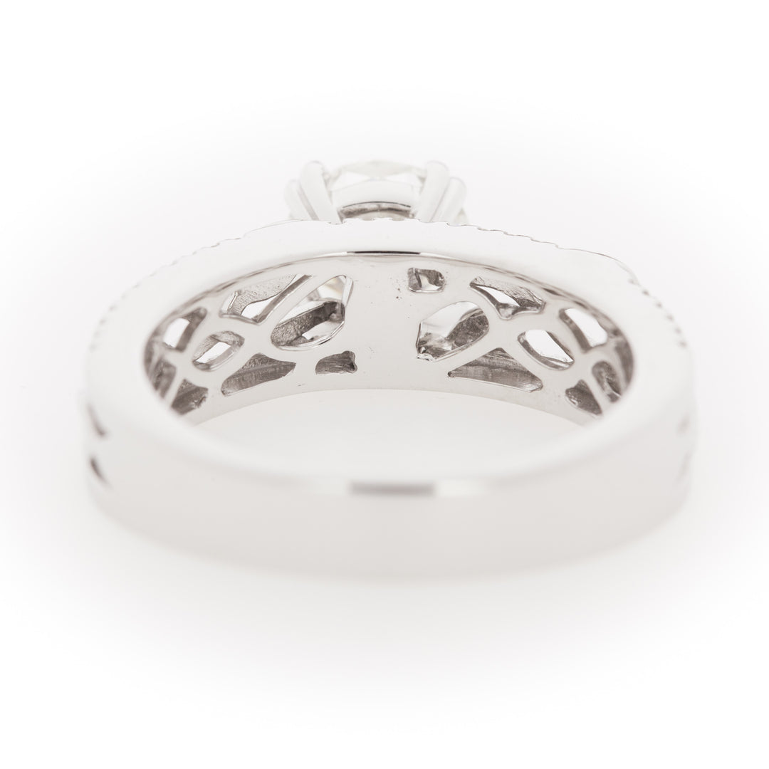 Moissanite Nature Inspired Wedding Ring 14K White Gold